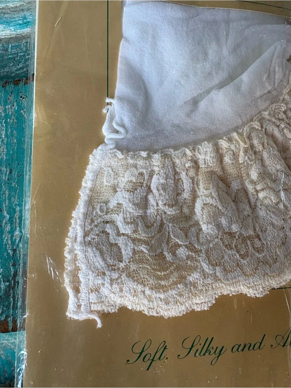 Vintage Secret Moments Thigh High Stockings White Lace Top Sheer Nylon LARGE
